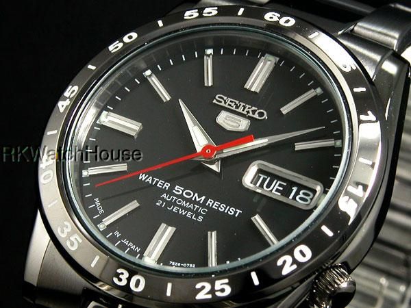 seiko 5 sports automatic snke03j1 black dial with lumibrite hands