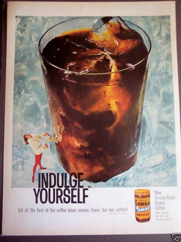 1960 SANKA Aroma Roast Iced Coffee vintage drink ad  