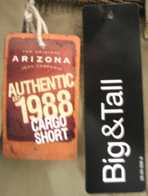 5XL/52W Arizona Mens Bamboo Color/Tan Cargo Shorts with Belt NWT 