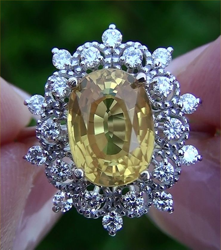 Estate 5.79 ct Natural Yellow Sapphire Diamond Engagement Cocktail 