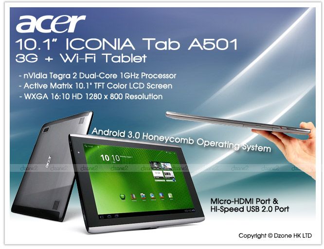 Acer Iconia Tab A501 Wi Fi + 3G 32GB 10.1 Tablet