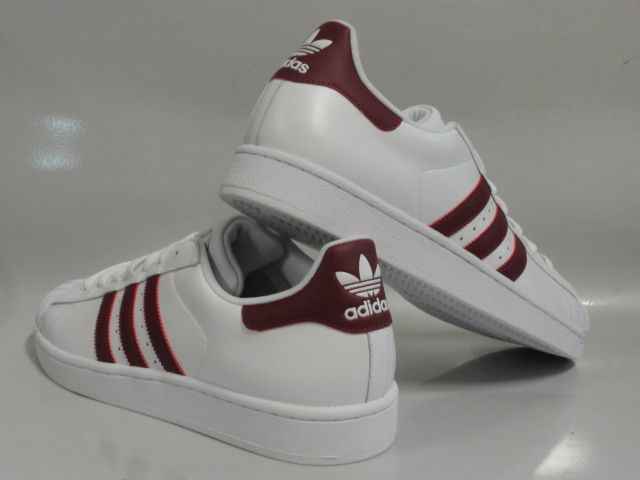 Adidas Superstar 2 White Dark Red Sneakers Mens Sz 10  