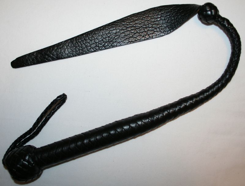 Black Braided Leather Rat Tail, Whip, Flogger, Slapper  