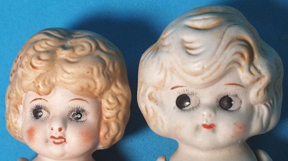 1940s SWEET ALL BISQUE SET OF 3 KEWPIE DOLLS JAPAN  