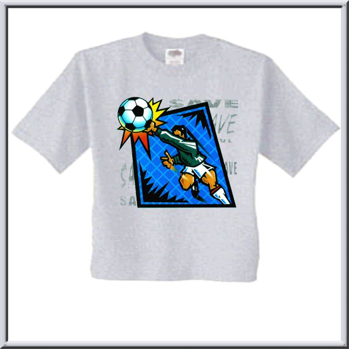 Soccer Save Goalie Player T Shirts KIDS 6 8,10 12,14 16  
