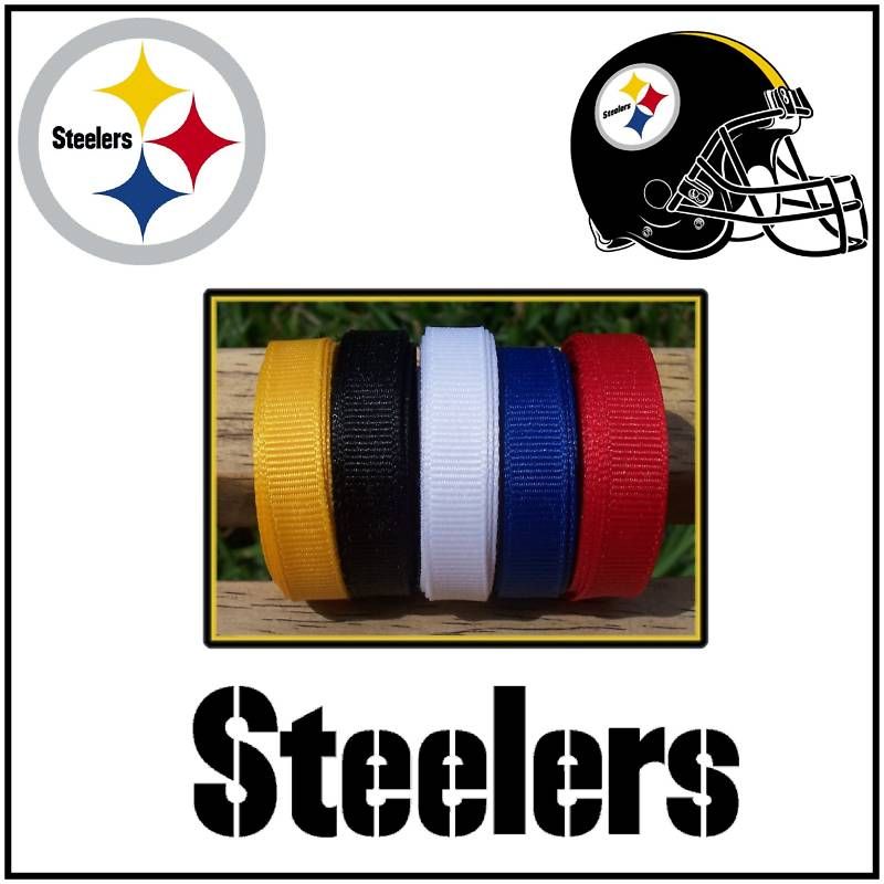 25 yds PITTSBURGH STEELERS Grosgrain Ribbon Lot  