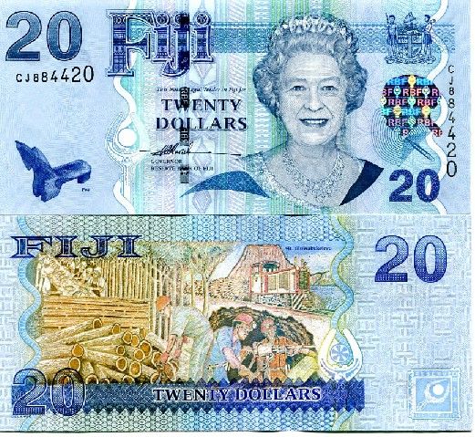 FIJI 2/5/10/20 DOLLARS 2007 UNC QEII SET 4 pcs  