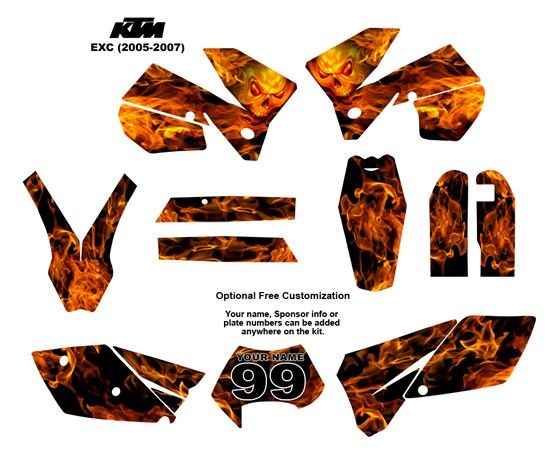 KTM EXC 2005  07 Bike Graphic Decal Sticker Kit 9001N  