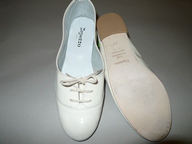 New Repetto Nelson Patent Leather Flats   Ivory 40 EU / 8.5 9  