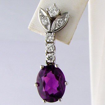 50 CT Amethyst Diamond Ladies Earrings 14k White Gold  