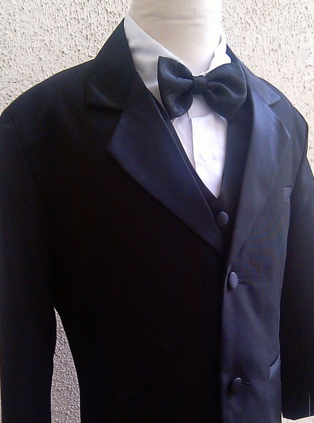 NEW Boys Black Tuxedo FORMAL TUX Suit Wedding ALL SIZE  