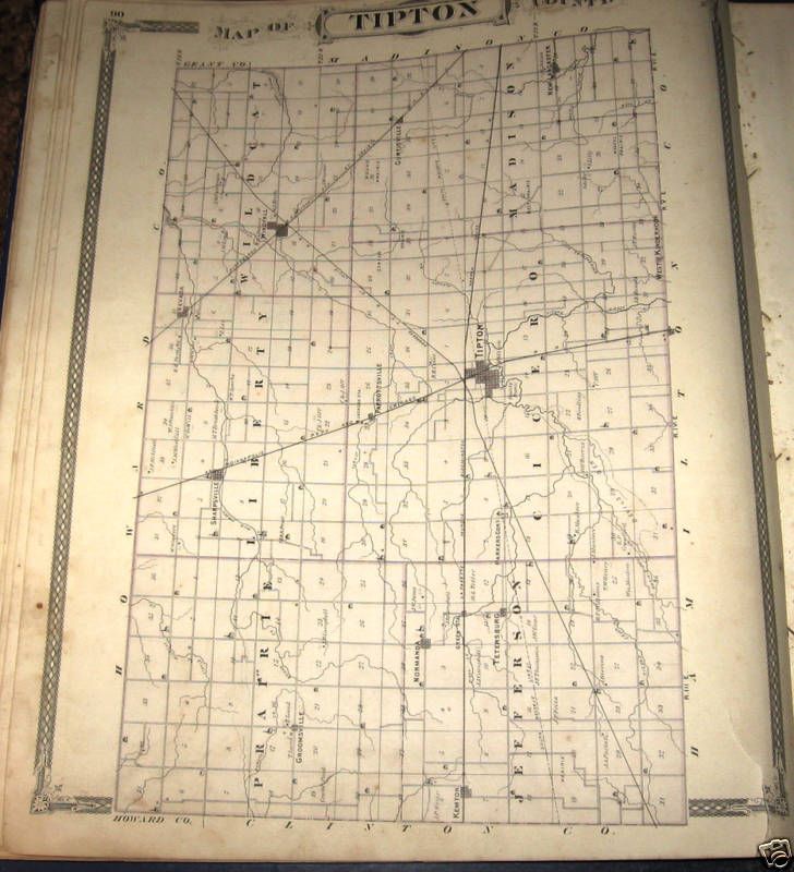 TIPTON COUNTY, INDIANA PLAT MAP 1876  