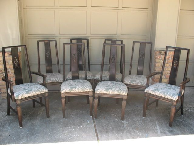   Vintage Oriental Asian mahogany Dining Room 8 Matching Chairs  