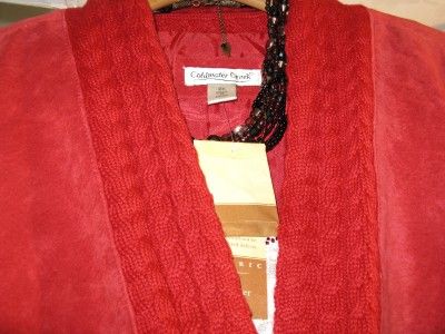 NEW WITH TAG $139 COLDWATER CREEK RED LEATHER SUEDE SWEATER JACKET 