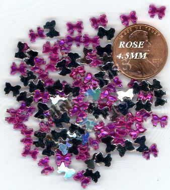 100 Rhinestones ROSE Tiny new lots Arts Crafts BOWS  