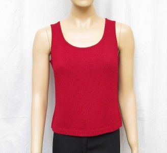 ST JOHN KNITS RED SANTANA KNIT TANK TOP SIZE P  