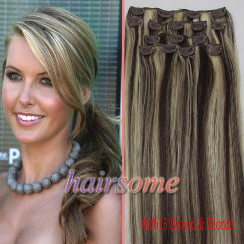   18 Clip In Straight Remy Human Hair Extensions #1b Black 70g  