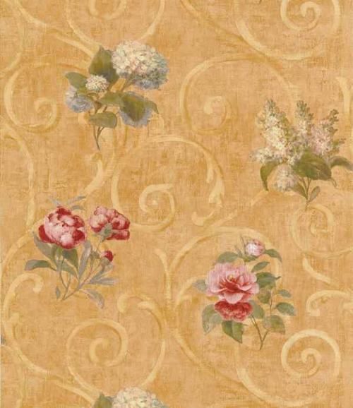 Scrolls & Swirls Tuscan Roses & Lilacs Wallpaper D/R  