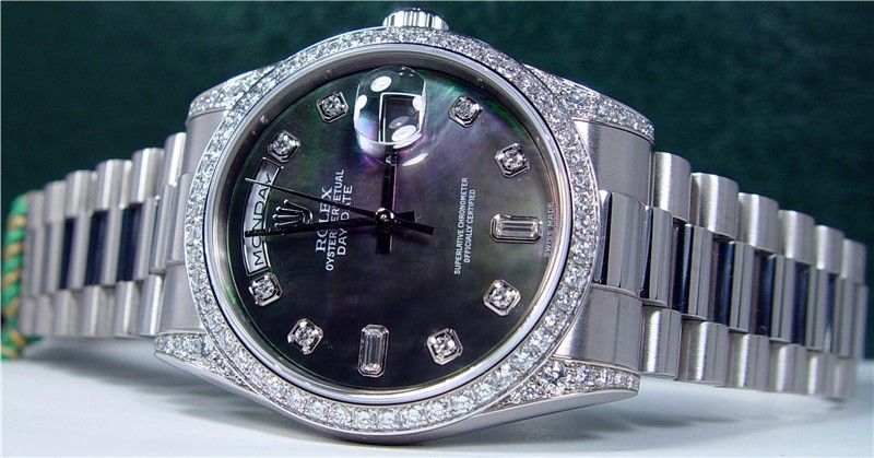 gold rolex president tahitian mother of pearl diamond dial timepiece