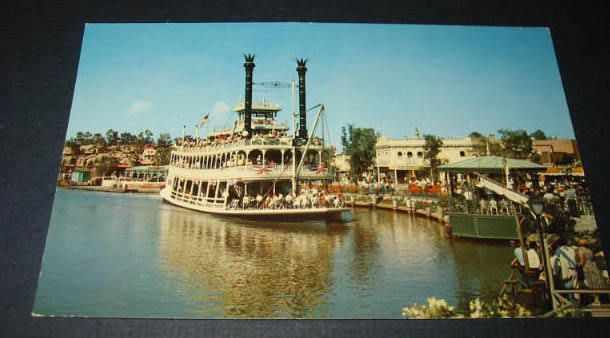 Old 1955 DISNEYLAND Postcard   Mark Twain BOAT  