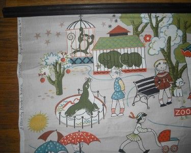   40s 50s WAVERLY Carousel Childrens Zoo WALL HANGING PANEL ART EUC