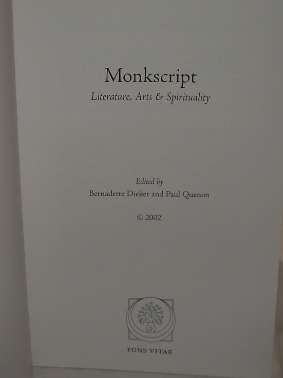 Monkscript Literary Journal from Abbey of Gethsemani KY  