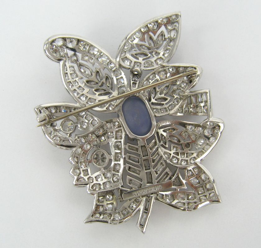 Seaman Schepps Diamond & Star Sapphire Platinum Brooch  