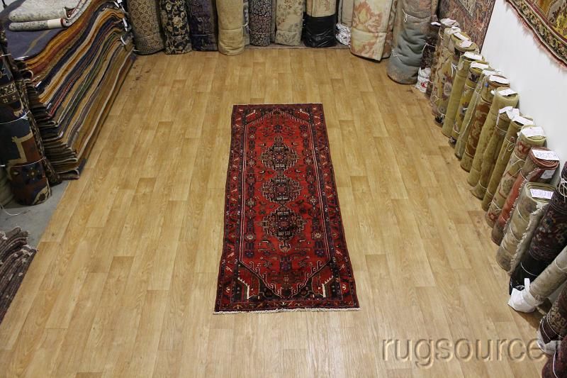   RED RUNNER 3X9 HAMEDAN PERSIAN ORIENTAL AREA RUG WOOL CARPET  