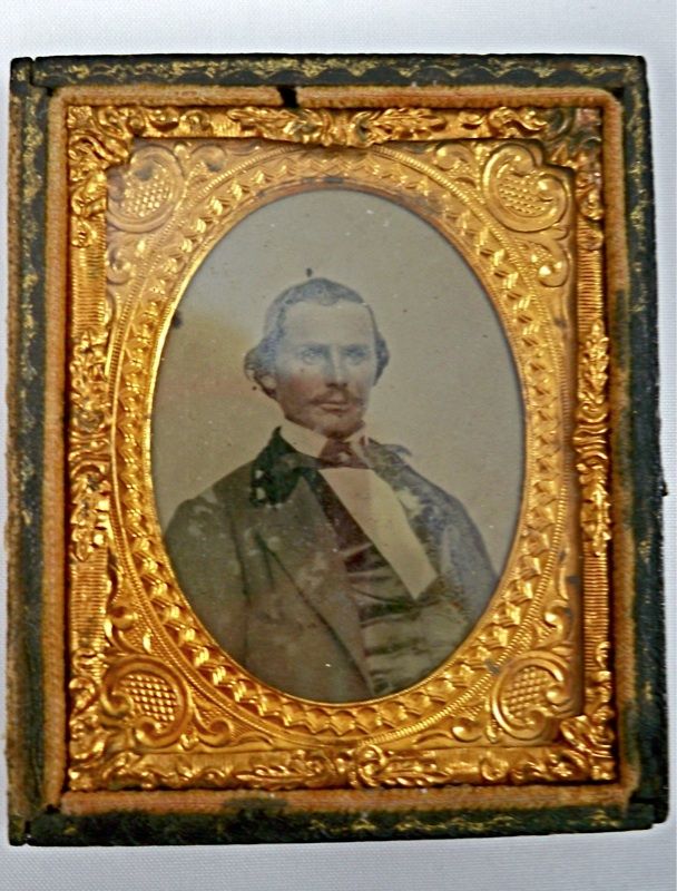 Antique Ambrotype Man Fancy Gold Mat Civil War Era  