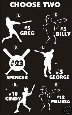 CUSTOM BASEBALL/SOFTBALL CAR WINDOW DECALS  