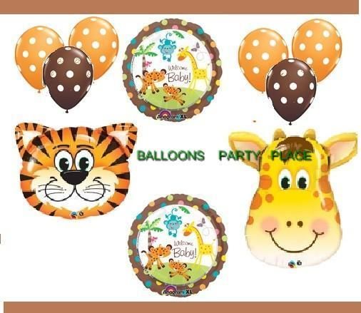   BABY SAFARI tiger giraffe elephant balloon decorations supplies shower