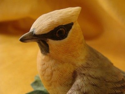 LENOX CEDAR WAXWING Lifelike Bird w/Morning Glories  