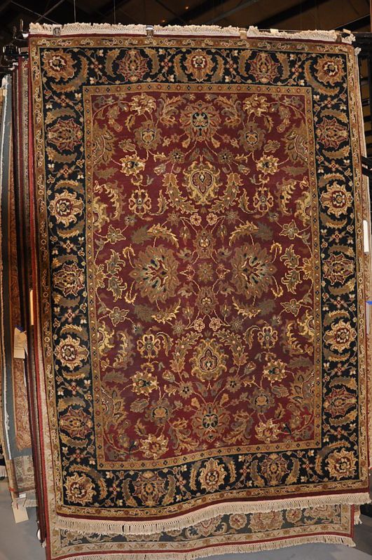 5x7 AREA RUG ALL WOOL HAND KNOTTED JAIPUR RED BLACK  