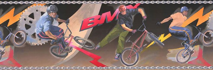 BMX BIKE FREESTYLE JUMPS WALLPAPER BORDER IN2626B  