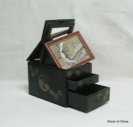 Unique Chinese Antique Black Painted Jewelry Box H12 16  