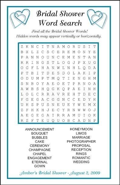 BRIDAL SHOWER WORD SEARCH PARTY GAME FAVOR 100+DESIGNS  