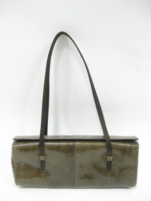 CALVIN KLEIN Green Python Skin Tote Purse Handbag  