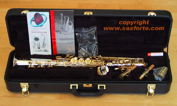   S9930 S 9930 SOLID SILVER ENGRAVED LACQUERED SOPRANO SAXOPHONE NEW