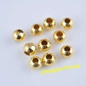 100 Pcs Gold Plated Round Spacer Loose Beads Charms Findings 8mm 