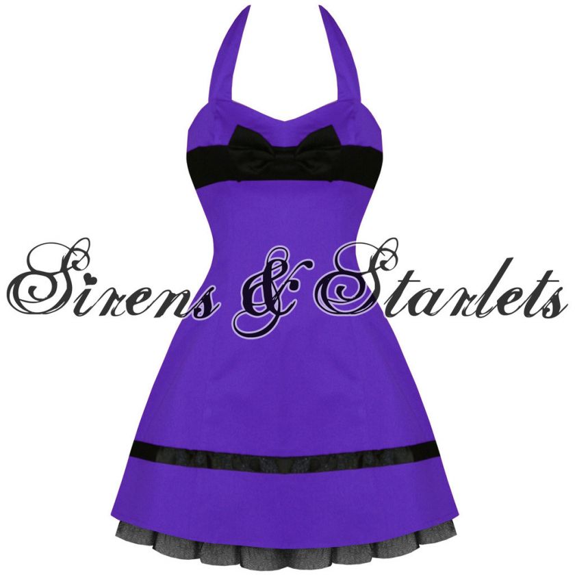 PURPLE BOW GOTH EMO PUNK MINI PROM PARTY CLUBBING DRESS  