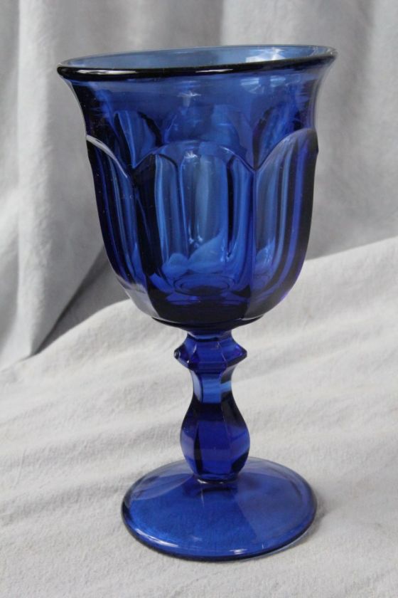 L582 12 COBALT DEEP BLUE IMPERIAL GLASS OLD WILLIAMSBURG WATER GOBLETS 