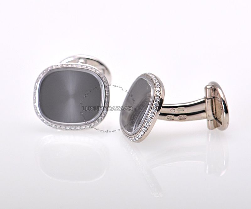 Patek Philippe18K White Gold Diamond Ellipse Cufflinks  