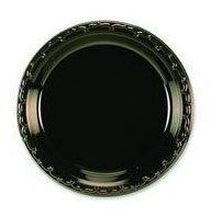 in. Disposable Hi Impact Black Plastic Plates, 125 ct  