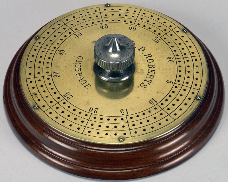 05858 Circular Three Track Cribbage Board c. 1880  