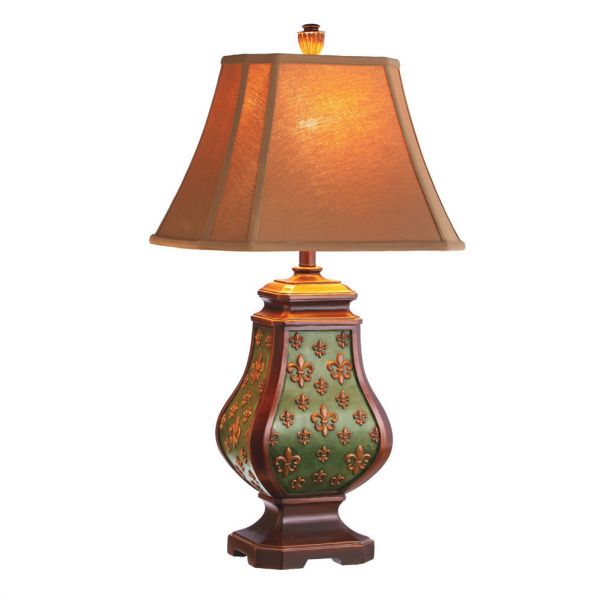 CBK Pair of Fleur De Lis Table Lamps Rectangle Shade  