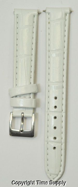 14 mm WHITE LEATHER WATCH BAND CROCO MICHELLE FOSSIL  