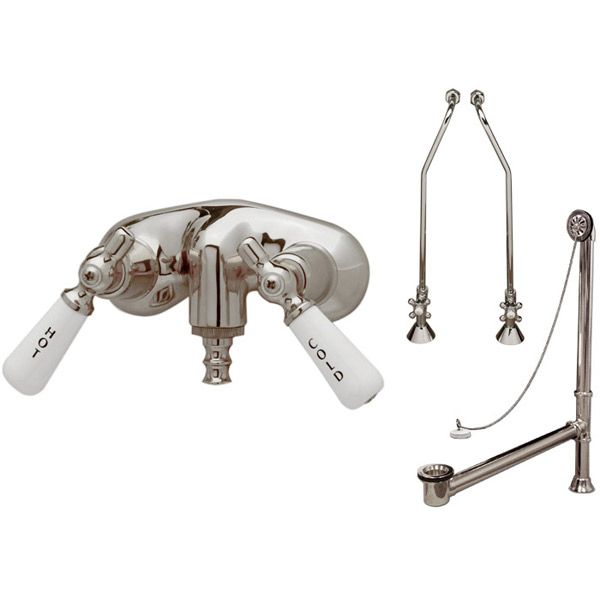 Clawfoot Tub Wall Mount Faucet, Drain & Supply Line Set  