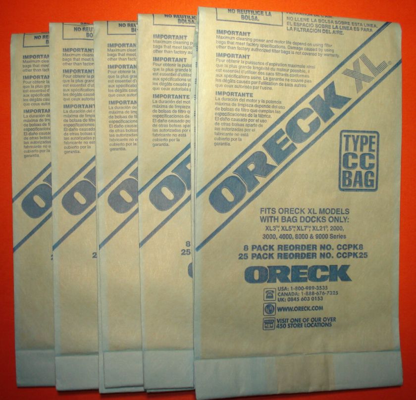 NEW GENUINE ORECK CC VACUUM BAGS FOR XL UPRIGHTS  