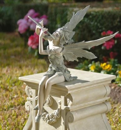 Musical Flute Playing Fairy Garden Sculpture Statue  