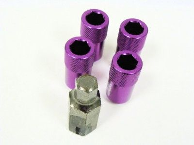 16 pc tuner hex style racing lug nuts 12x1 5 key purple